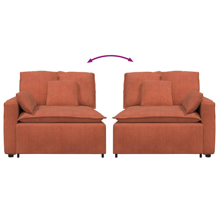 Modulär soffa armstödsändmodul med dynor röd orange 100 cm
