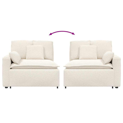 Modulär soffa armstödsändmodul med kuddar gräddvit 100 cm
