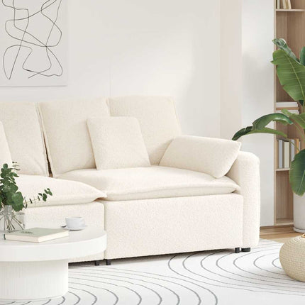 Modulär soffa armstödsändmodul med kuddar gräddvit 100 cm