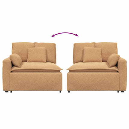 Modulär soffa armstödsändmodul med dynor beige 100 cm