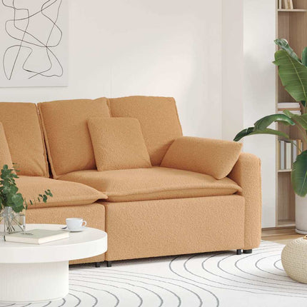 Modulär soffa armstödsändmodul med dynor beige 100 cm