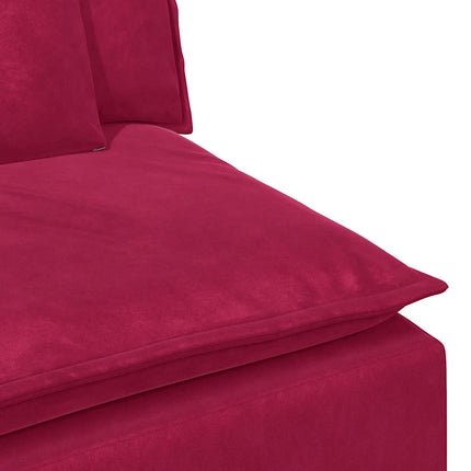 Modulär mittmodul för soffa med kuddar vinröd 100 cm