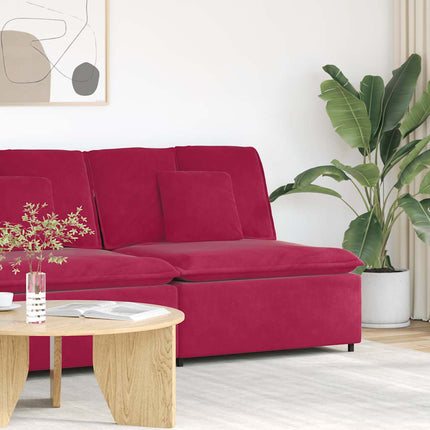Modulär mittmodul för soffa med kuddar vinröd 100 cm