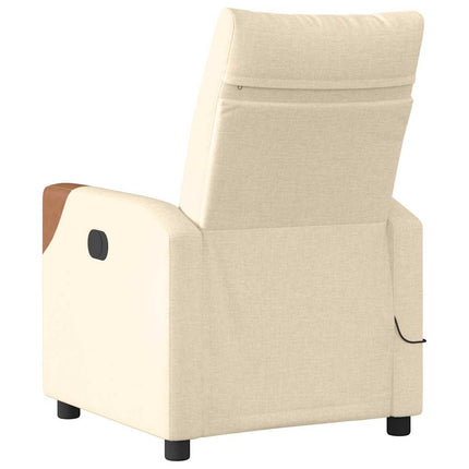 Massagefåtölj gräddvit tyg