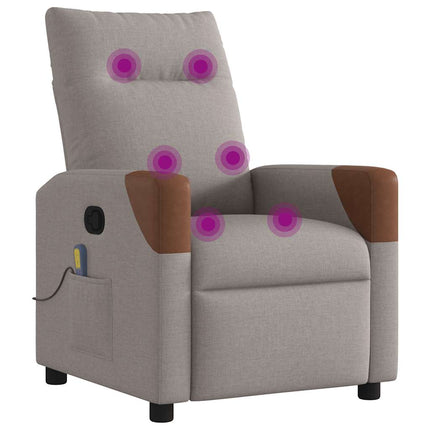 Massagefåtölj taupe tyg
