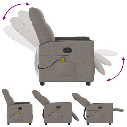 Massagefåtölj taupe tyg