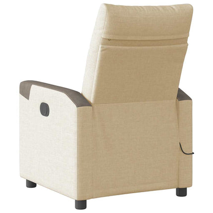 Massagefåtölj gräddvit tyg