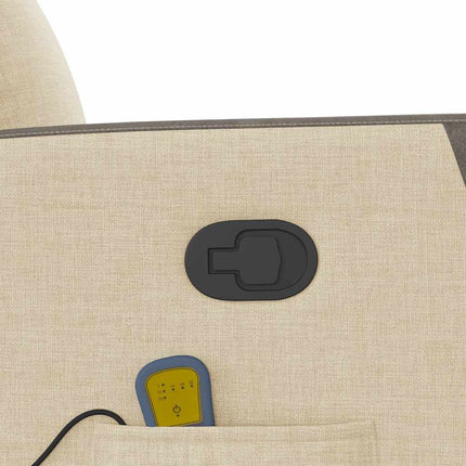 Massagefåtölj gräddvit tyg