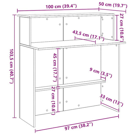 Receptionsdisk rökfärgad ek 100x50x103,5 cm konstruerat trä