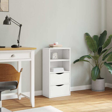 Sidoskåp med lådor "ODDA" vit 40x24x79 cm massiv furu