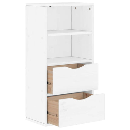 Sidoskåp med lådor "ODDA" vit 40x24x79 cm massiv furu