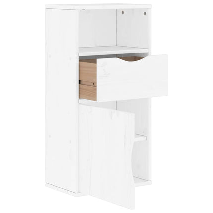 Sidoskåp med låda "ODDA" vit 40x24x79 cm massiv furu