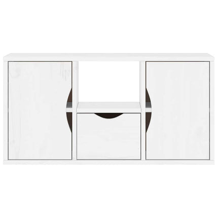 TV-bänk med låda "ODDA" vit 79x24x40 cm massiv furu