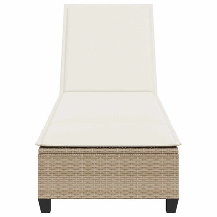 Solstol med dynor beige 55x200x25,5cm konstrotting