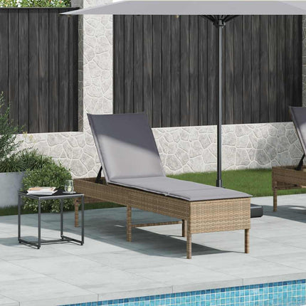 Solstol med dyna beige 55x200x44cm konstrotting