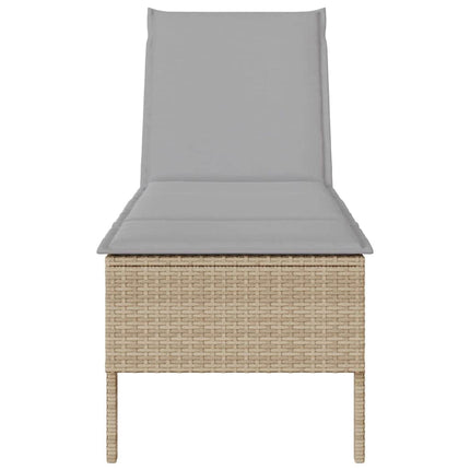 Solstol med dyna beige 55x200x44cm konstrotting