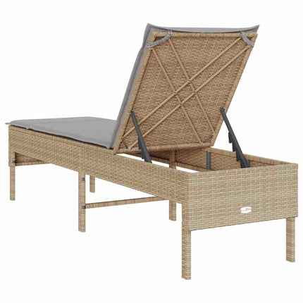 Solstol med dyna beige 55x200x44cm konstrotting