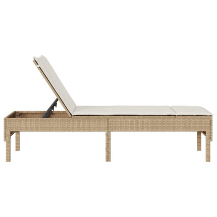 Solstol med dyna beige 55x200x44cm konstrotting
