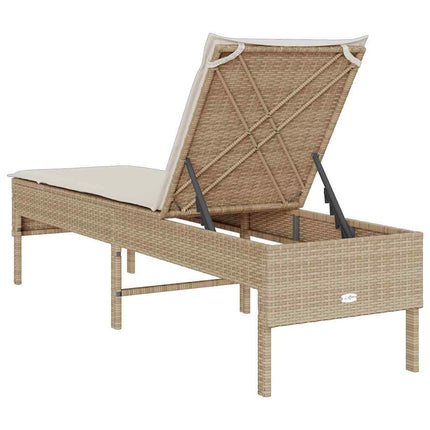 Solstol med dyna beige 55x200x44cm konstrotting