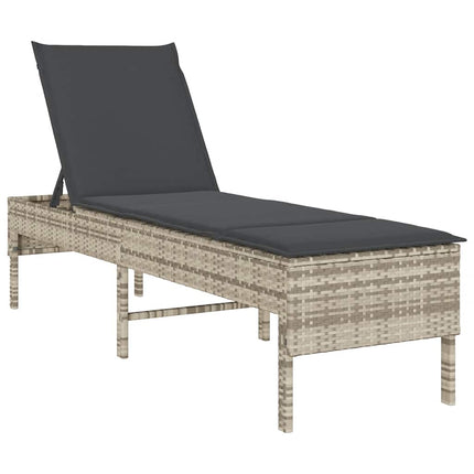Solstol med dyna ljusgrå 55x200x44cm konstrotting