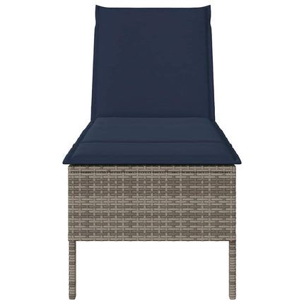 Solstol med dyna grå 55x200x44cm konstrotting