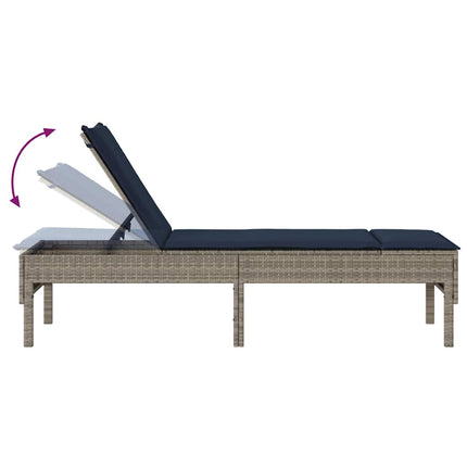 Solstol med dyna grå 55x200x44cm konstrotting
