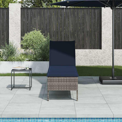 Solstol med dyna grå 55x200x44cm konstrotting
