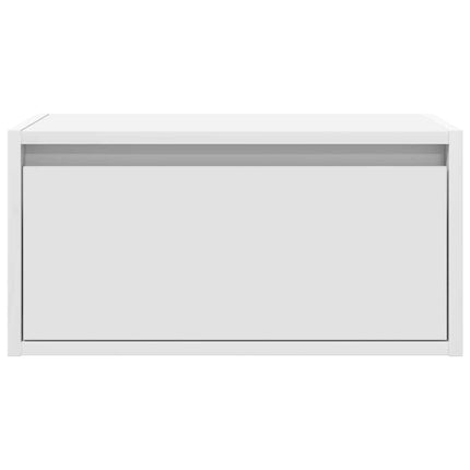 Väggmonterade sängbord med LED-lampor 2 st vit