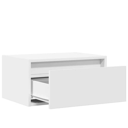 Väggmonterade sängbord med LED-lampor 2 st vit