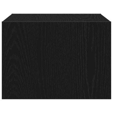 Väggmonterade sängbord med LED-lampor 2 st svart ek
