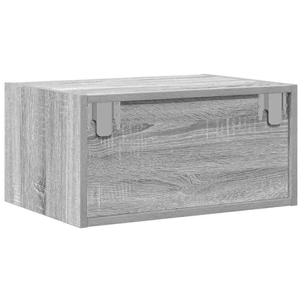 Väggmonterade sängbord med LED-lampor 2 st grå sonoma