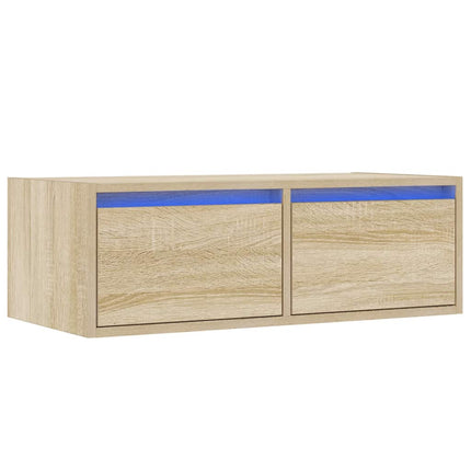 Tv-bänk med LED-belysning sonoma ek 75x35,5x25 cm