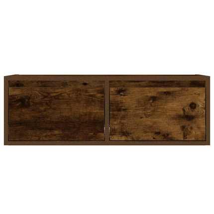 Tv-bänk med LED-belysning rökfärgad ek 75x35,5x25 cm