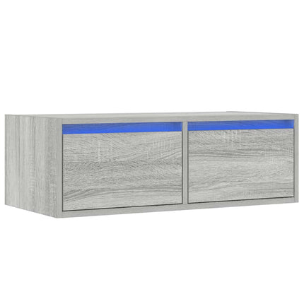 Tv-bänk med LED-belysning grå sonoma 75x35,5x25 cm
