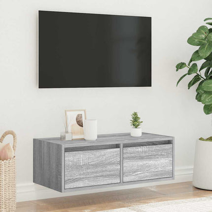 Tv-bänk med LED-belysning grå sonoma 75x35,5x25 cm