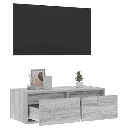 Tv-bänk med LED-belysning grå sonoma 75x35,5x25 cm