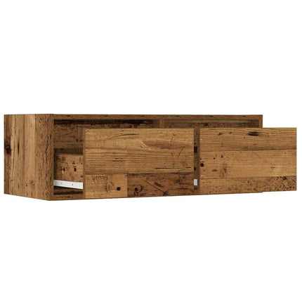 Tv-bänk med LED-belysning åldrat trä 75x35,5x25 cm