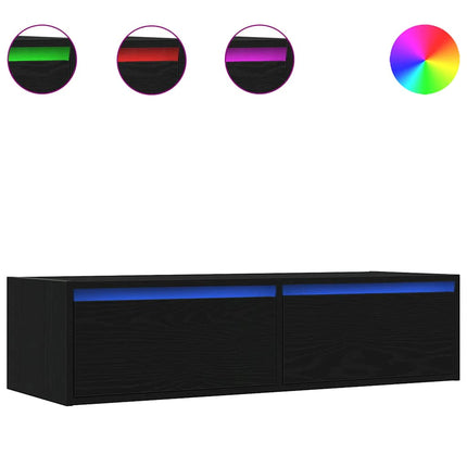 Tv-bänk med LED-belysning svart 100X35,5x25 cm