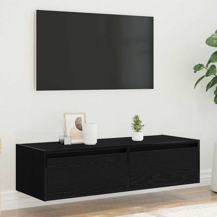 Tv-bänk med LED-belysning svart 100X35,5x25 cm
