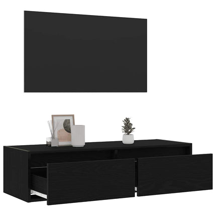 Tv-bänk med LED-belysning svart 100X35,5x25 cm