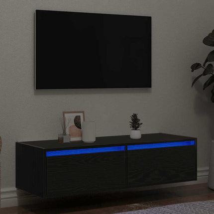 Tv-bänk med LED-belysning svart 100X35,5x25 cm