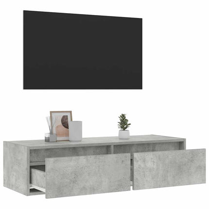Tv-bänk med LED-belysning betonggrå 100X35,5x25 cm