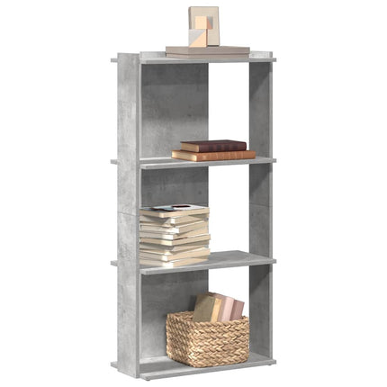 Bokhylla 3 hyllplan betonggrå 60x30x120 cm konstruerat trä