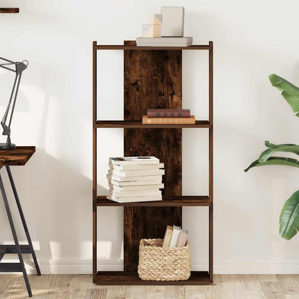 Bokhylla 3 hyllplan rökfärgad ek 60x30x120 cm konstruerat trä