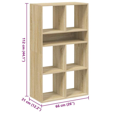 Bokhylla sonoma-ek 66x31x112 cm konstruerat trä