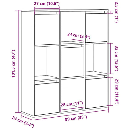 Bokhylla rökfärgad ek 89x24x101,5 cm konstruerat trä