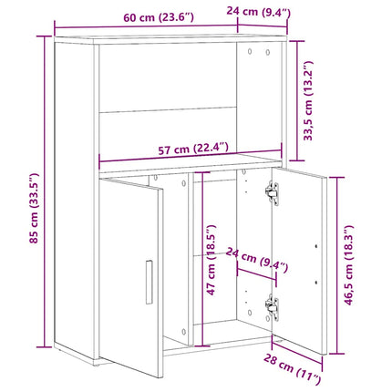 Bokhylla rökfärgad ek 60x24x85 cm konstruerat trä