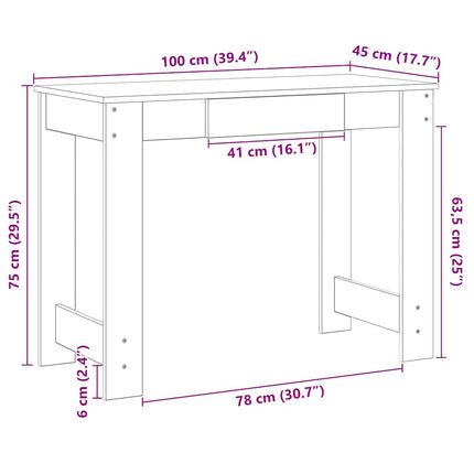 Skrivbord åldrat trä 100x45x75 cm konstruerat trä
