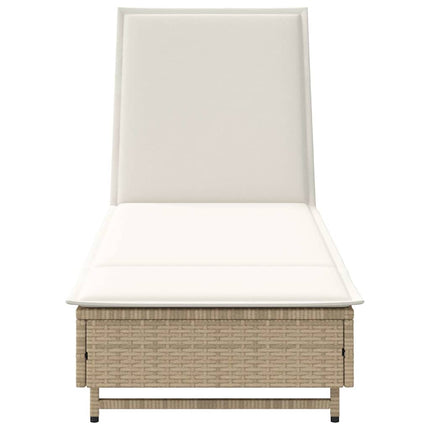 Solsäng med hjul och dyna beige konstrotting