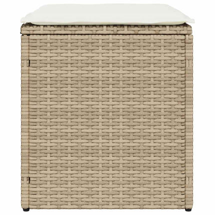Trädgårdspallar med dynor 2 st, beige 40x40x43 cm konstrotting